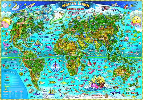 Lumea. Harta desenata pentru copii