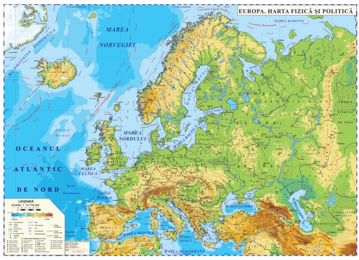 Europa.Harta fizica si politica 3D